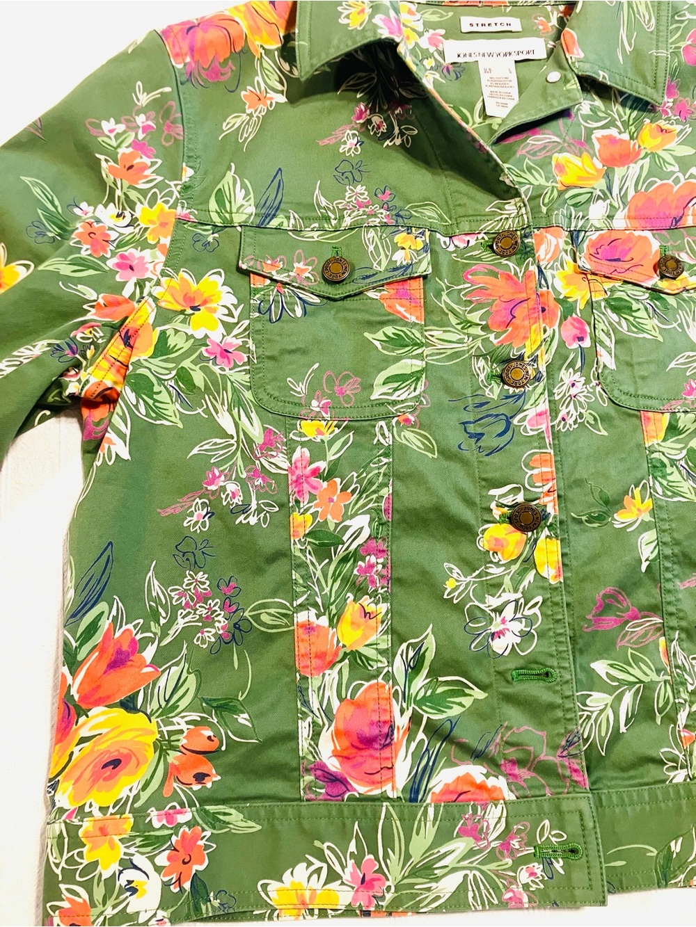 Jones New York Sport Green Floral Stretch Jacket - Size L